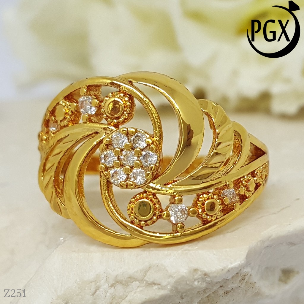 PGX Cincin Xuping Wanita Perhiasan Lapis Emas Aksesoris Fashion Premium - Z251