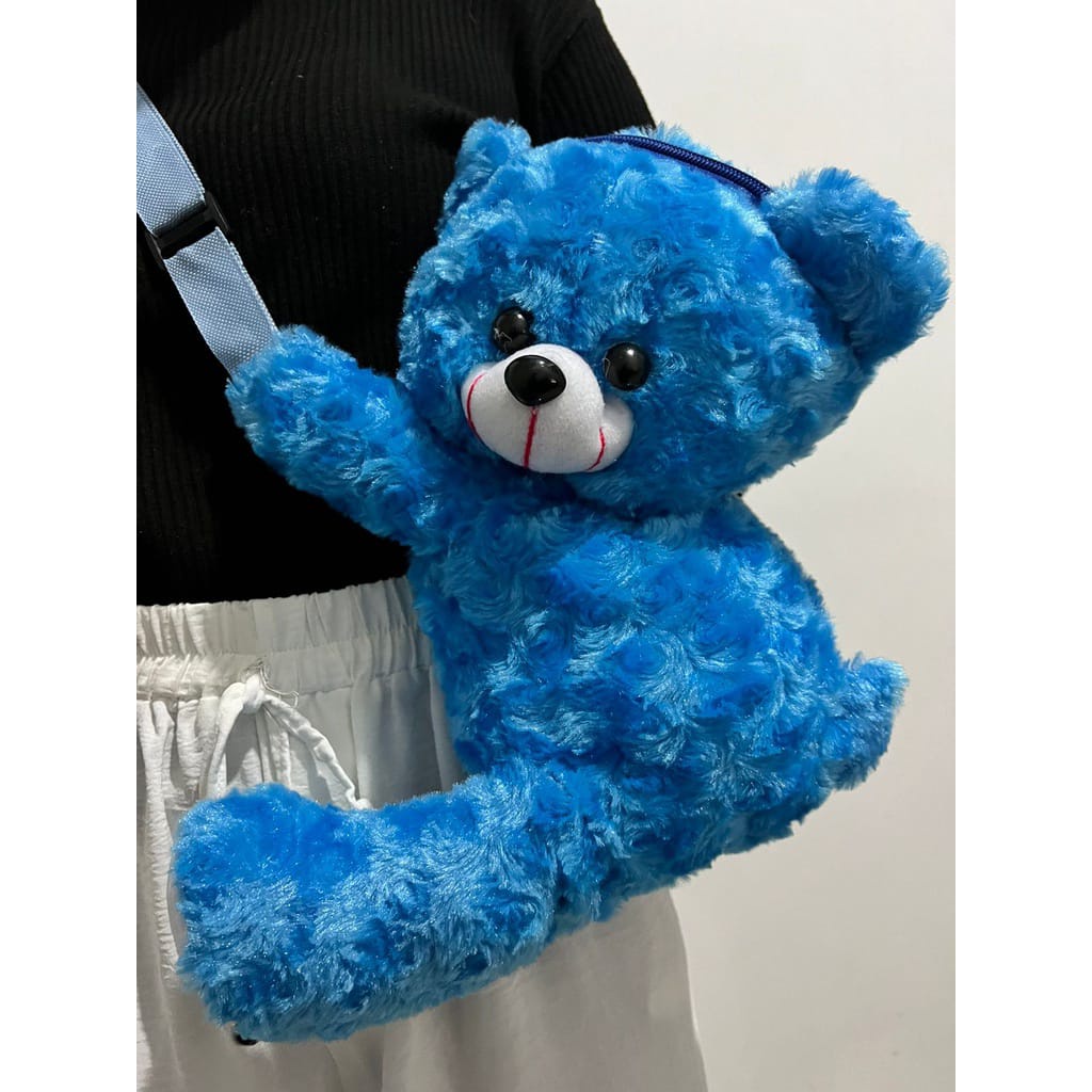 Tas Selempang Bulu Tas Bahu Boneka Kepala Beruang Fluffy Fur Bag Teddy Bear viral 2022