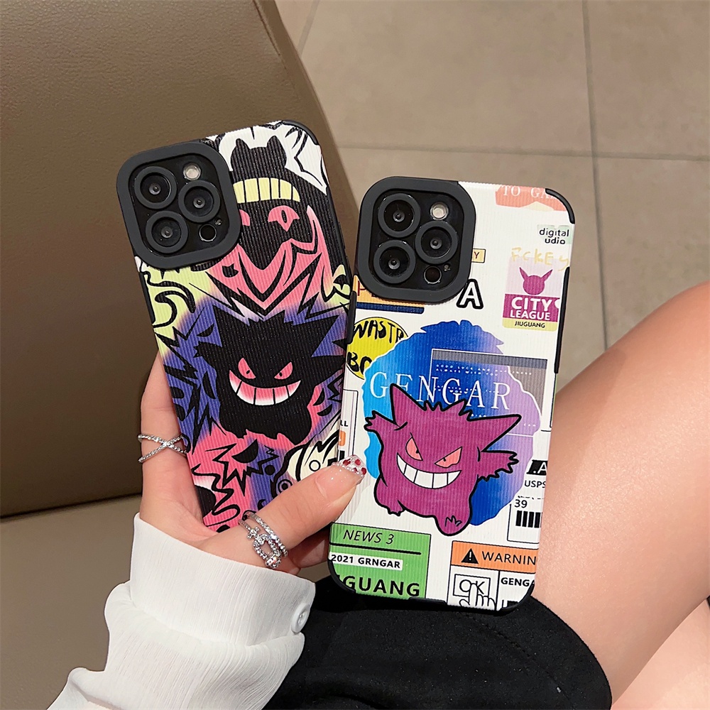 Case Motif Gengar Untuk iPhone 14 / 13 / 12 / 11 Pro Max 14 Plus 11 Pro 7 8 Plus X Xs Max XR