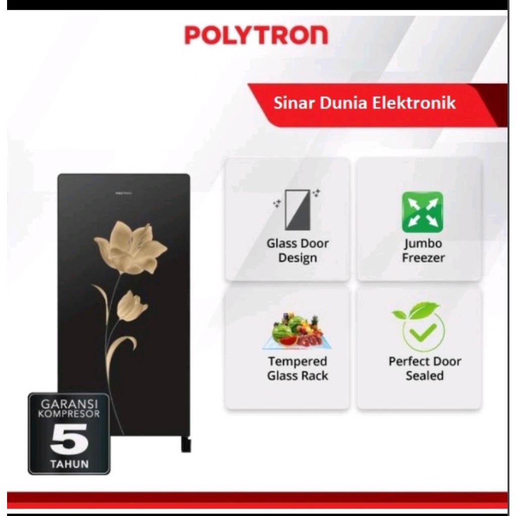 KULKAS POLYTRON 1 PINTU KACA TYPE PRA 17 MN