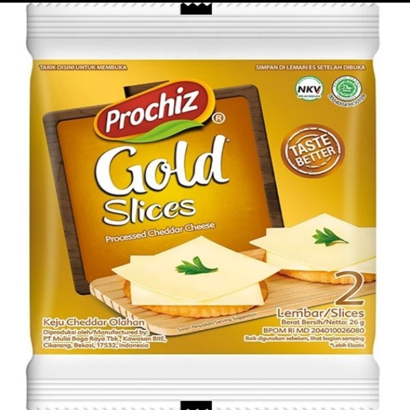 

1 rcg keju prochiz gold Cheddar 26 gr isi 2 slice x 8s