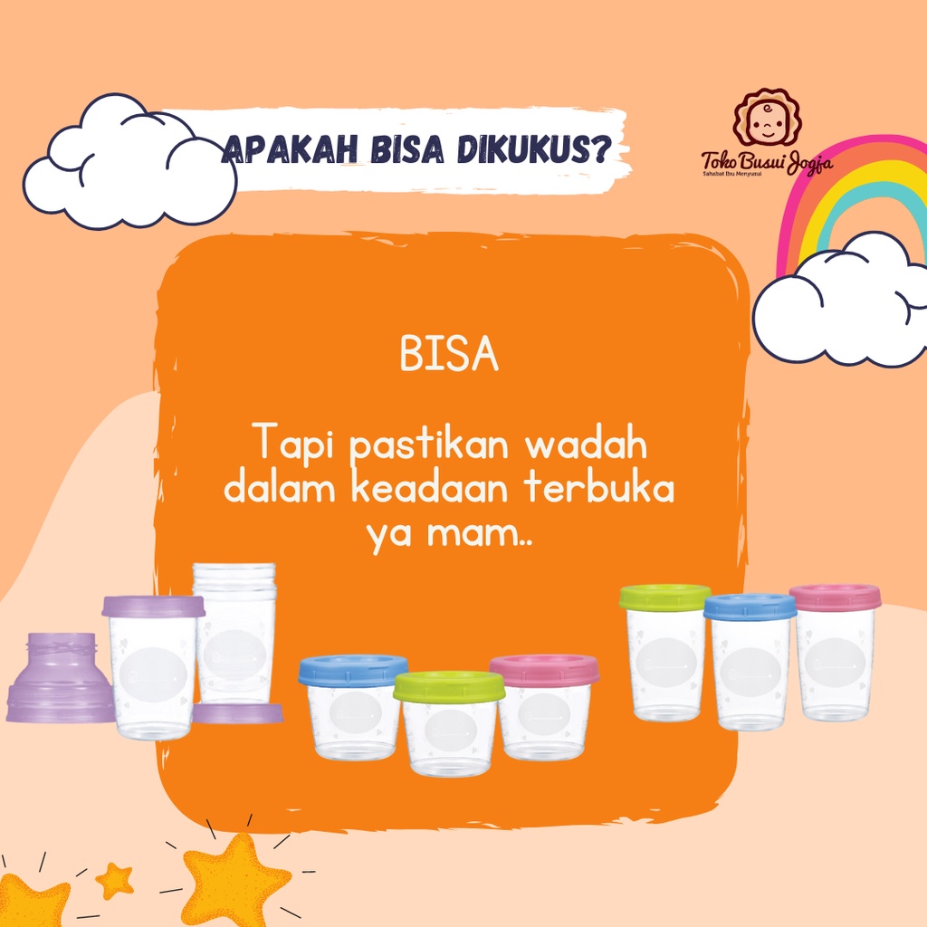 Milk Container Asi Container Tempat Makan Asi Mpasi Bayi Konektor Corong Pompa Asi Baby Safe Babysafe FC005 FC04A FC04B 120 240 ml