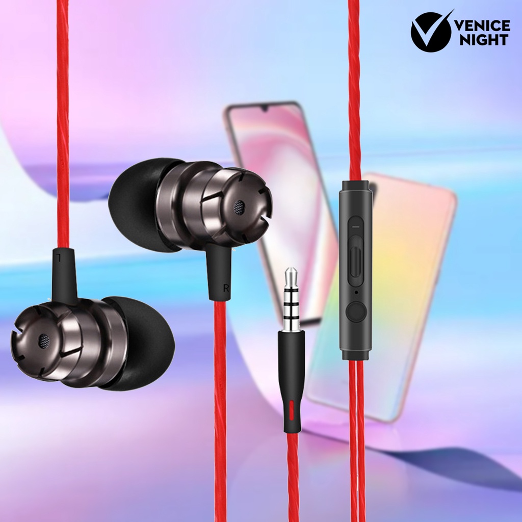 (VNEP) (Berkabel) Earphone Anti-winding Fleksibel TPE Line Control Headphone Earbud untuk Menelepon