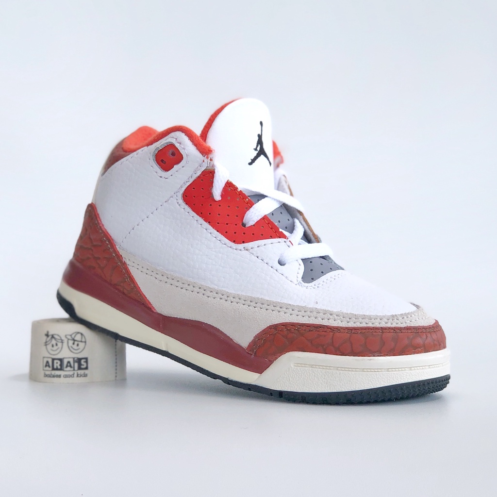[ORIGINAL] NIKE Air Jordan 3 Retro Maroon White Sepatu Anak