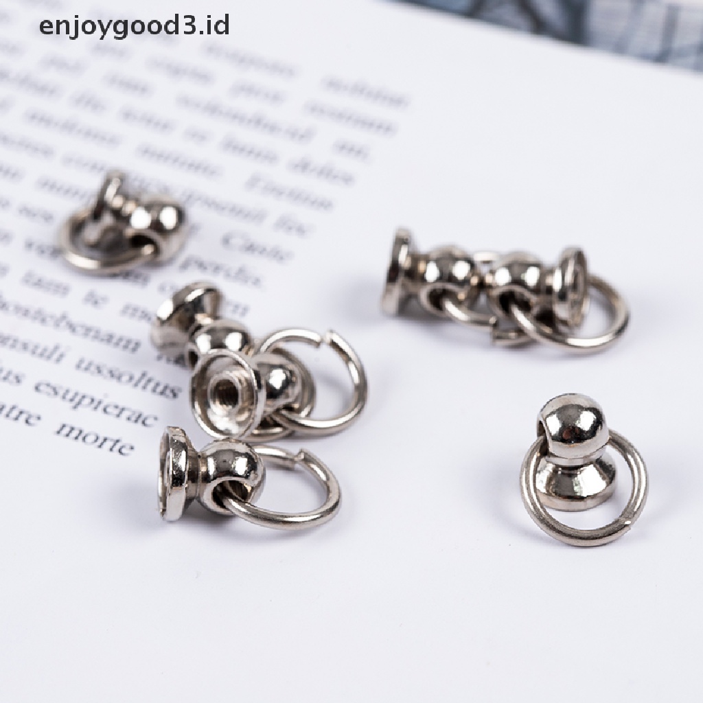 10pcs Kancing O Ring Stud Screwback Sekrup Paku Keling 8mm Bahan Metal Untuk Kerajinan Tas Telepon