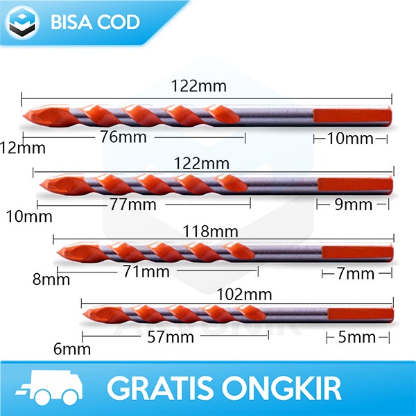 MATA BOR SET 4PCS DIAMOND DRILL BIT KERAMIK DRYWALL UKURAN BERVARIASI