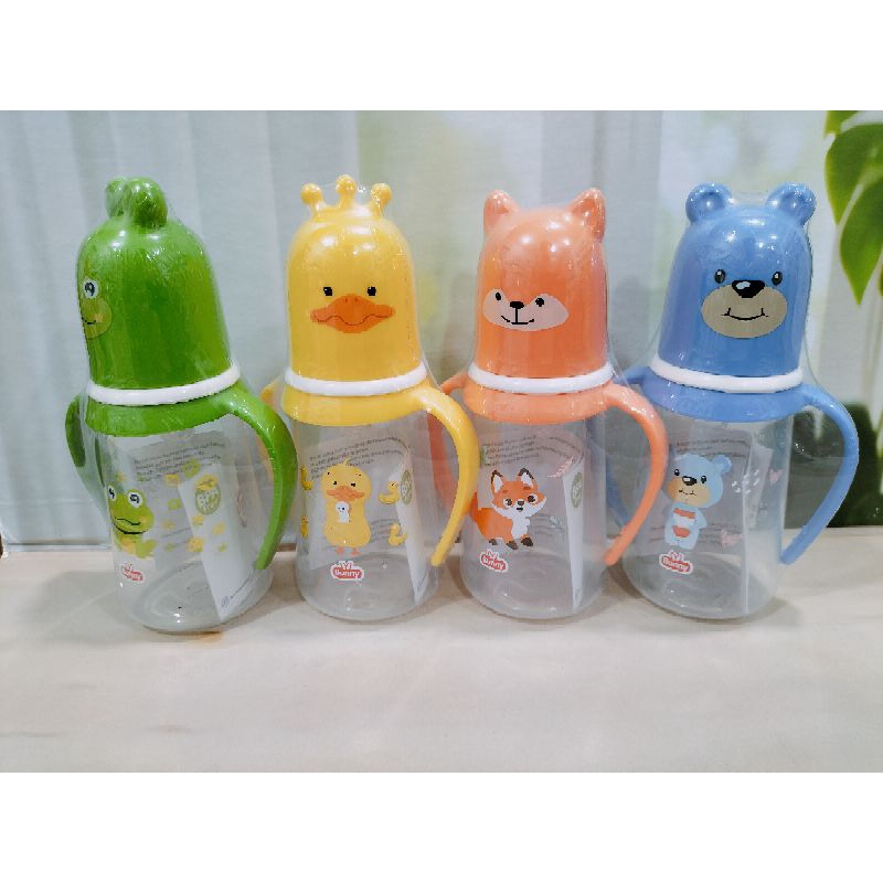 Botol Susu Slim Neck Karakter Lucu Dot Reguler+Pegangan Botol BPA Free 250Ml/125Ml  2418/1218