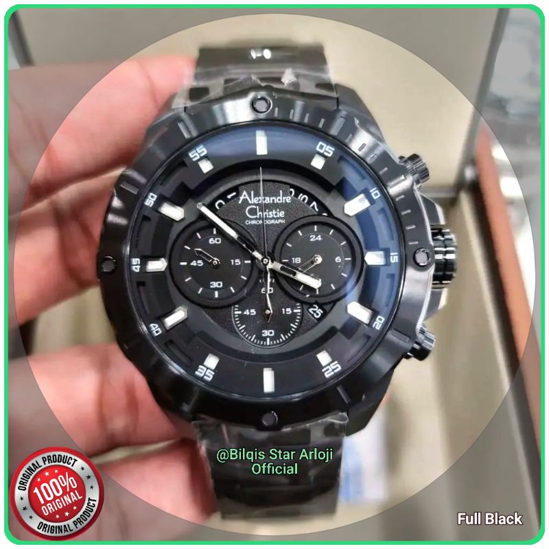 Alexandre Christie Pria Besar Ac 6529 Mc Tali Rantai Full Black Original
