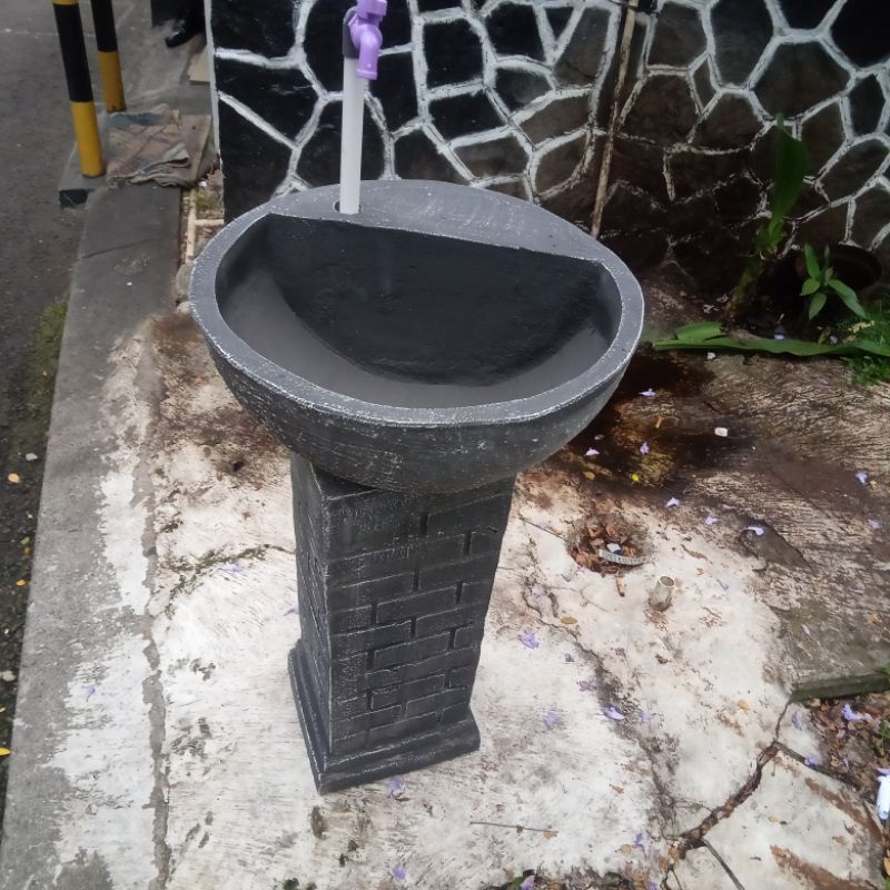 Wastafel batu alam set keran / wastafel batu / wastafel batu minimalis