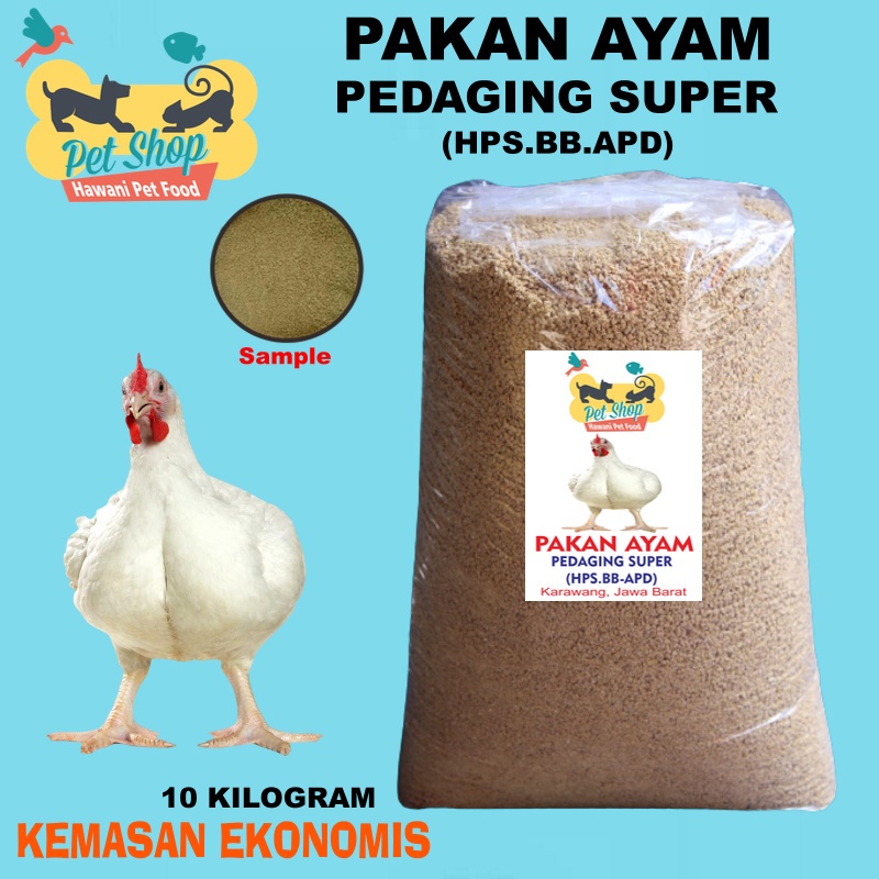 HawaniPs 10 Kg Pakan Pur Ayam Pedaging Dewasa Ayam Broiler