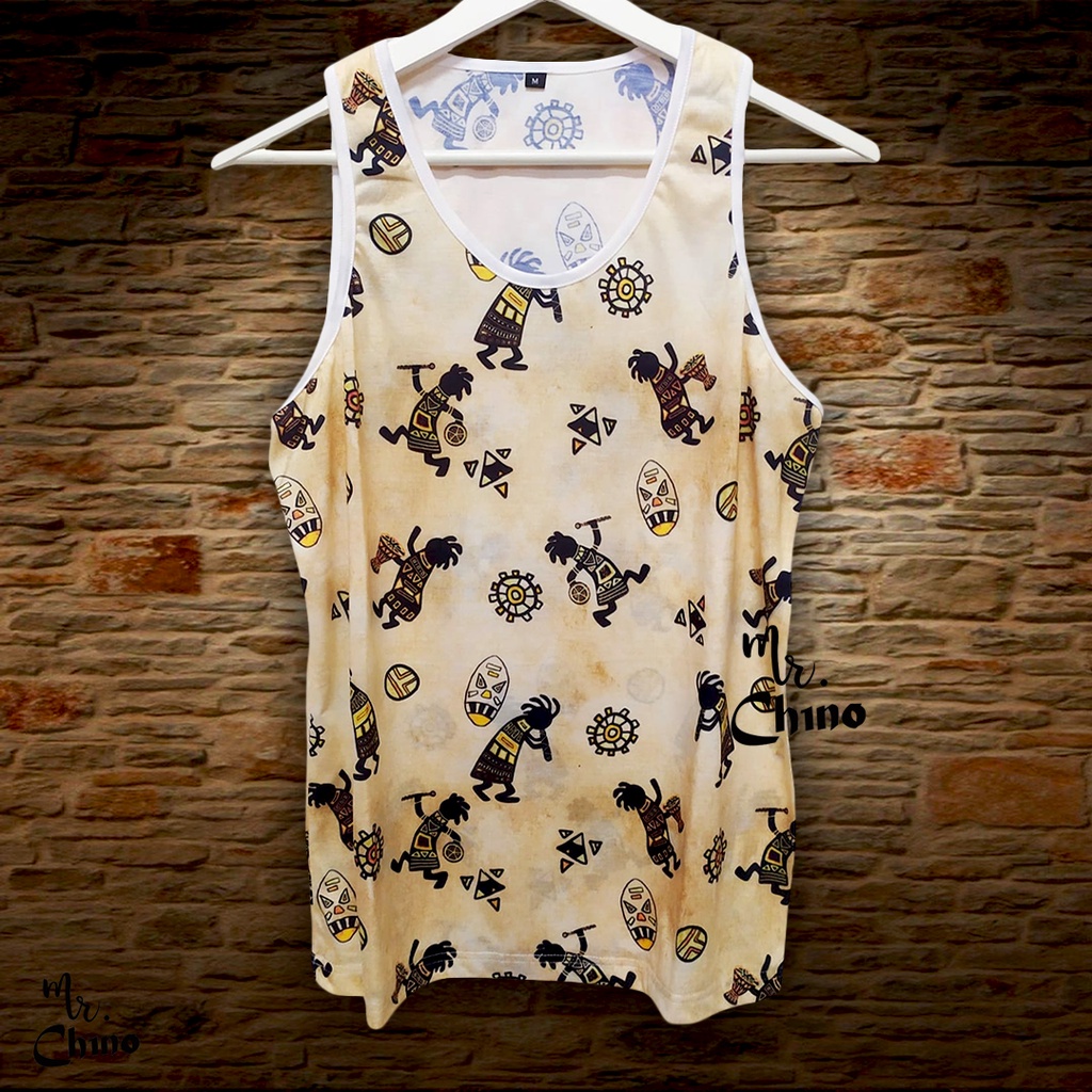 Kaos Singlet Pria Motif Ancient Tribes | Baju Singlet Laki Laki Remaja / Dewasa | Tangtop Pria Distr