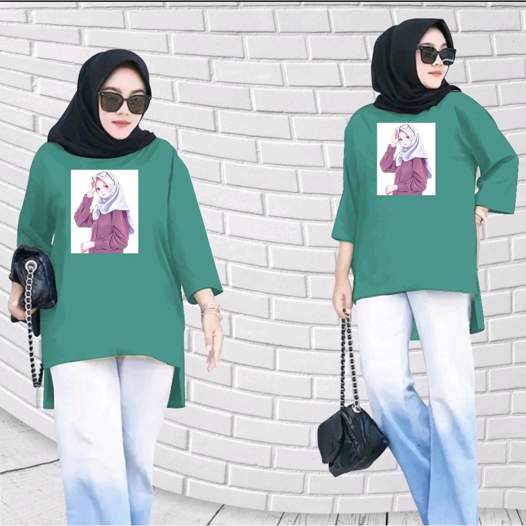 GSC - Long Tunik Anime kode 025 / Tunik wanita dewasa / Tunik kaos jumbo / Tunik panjang sablon DTF