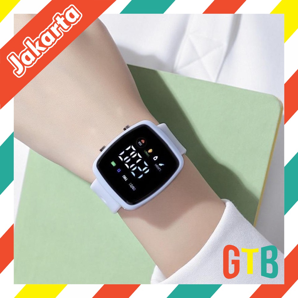 Jam Tangan LED Digital Pria Wanita Rubber Electronic Fashion Couple Anak Remaja Import JT051