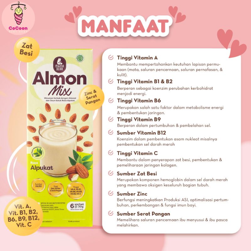 Minuman Pelancar Asi Mamabear Mama Bear Almon Mix Almonmix Alpukat Apokat