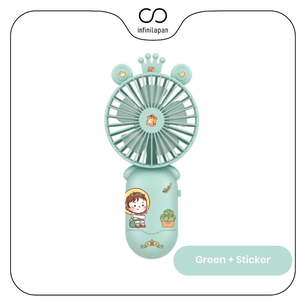 Kipas Angin Mini Karakter Genggam INFINILAPAN Tahan Lama dan Berkualitas Handy Mini Fan Portable USB Cute Lucu