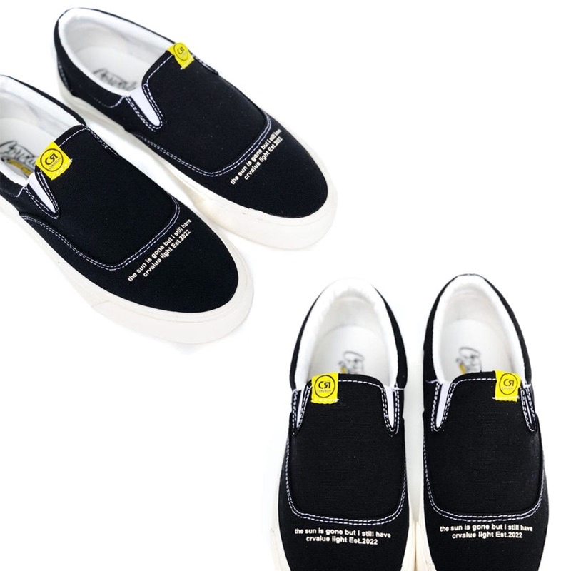 SEPATU CORVALUE FOOTWEAR - SLIP ON NICOSIA BLACK WHITE ORIGINAL