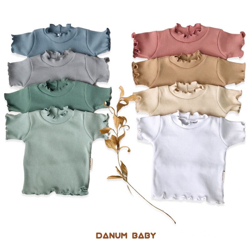 Baju Anak Perempuan KIRIWIL Curly Tangan Pendek Ruffle Knit Tee Rib 1-5 tahun