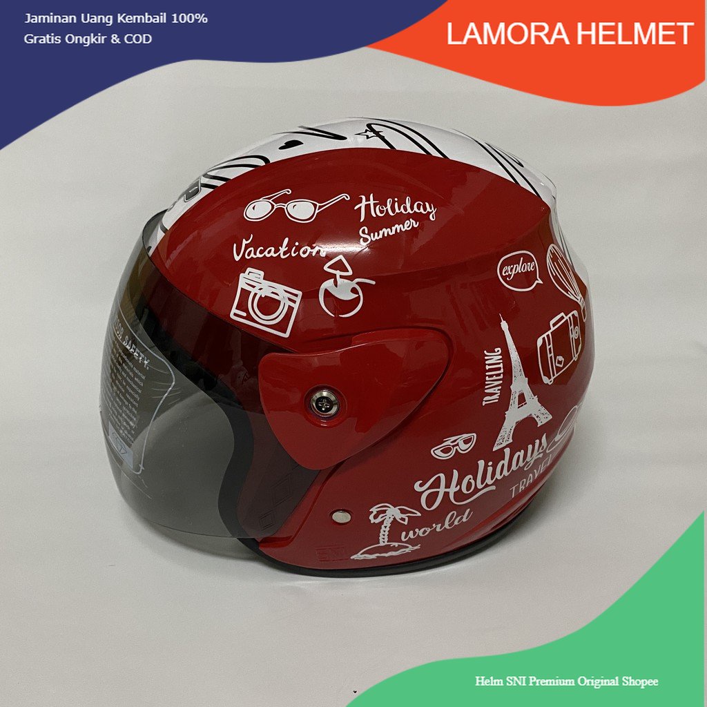 11.11 Helm Evo Traveling Merah Glossy Nouvo - Helm SNI - Helm Dewasa Motif