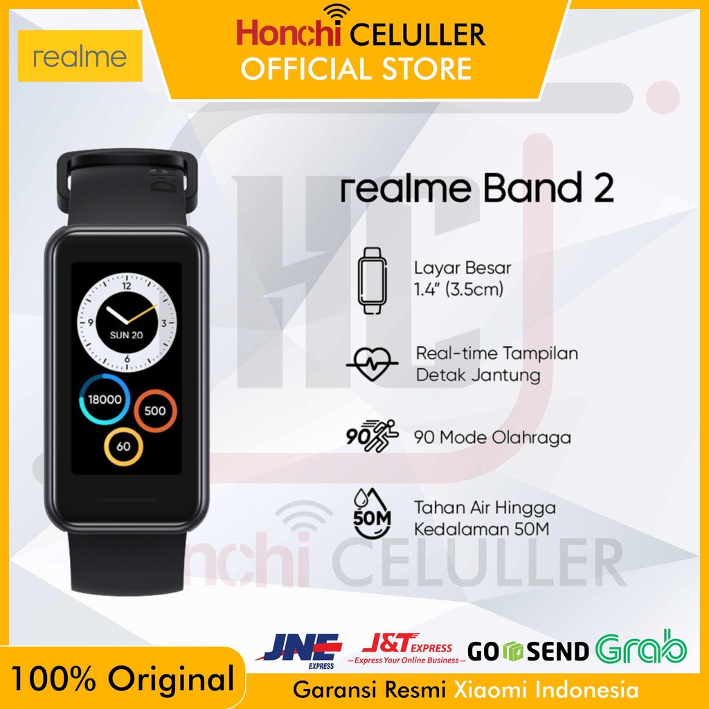 SMART WATCH REALME BAND 2 [3.5cm (1.4&quot;) Large Color Display &amp; Blood Oxygen] GARANSI RESMI REALME INDONESIA