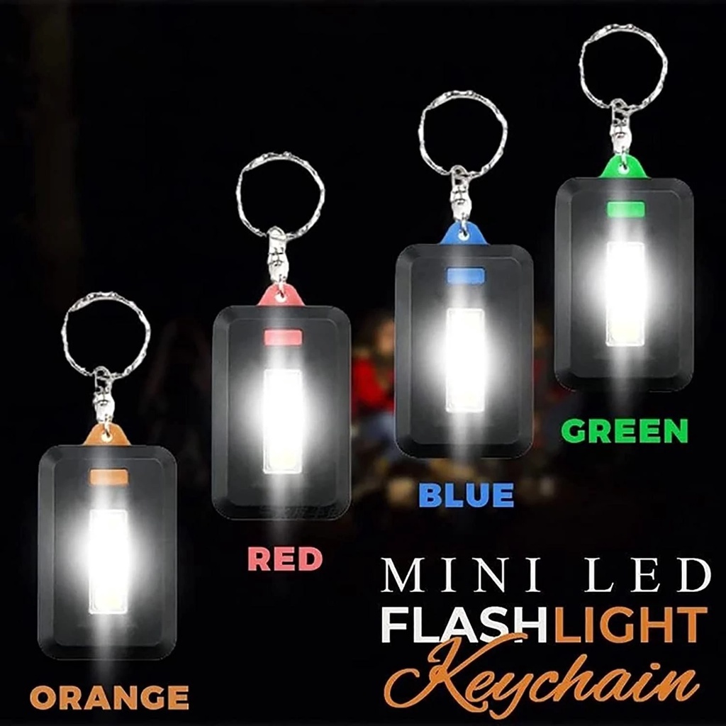 1pc Gantungan Kunci Senter LED COB Mini Portable Ultra Terang Warna Acak Dengan Carabiner