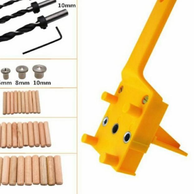 Dowel jig + mata bor dowel, dowel kayu plus mata bor dowel