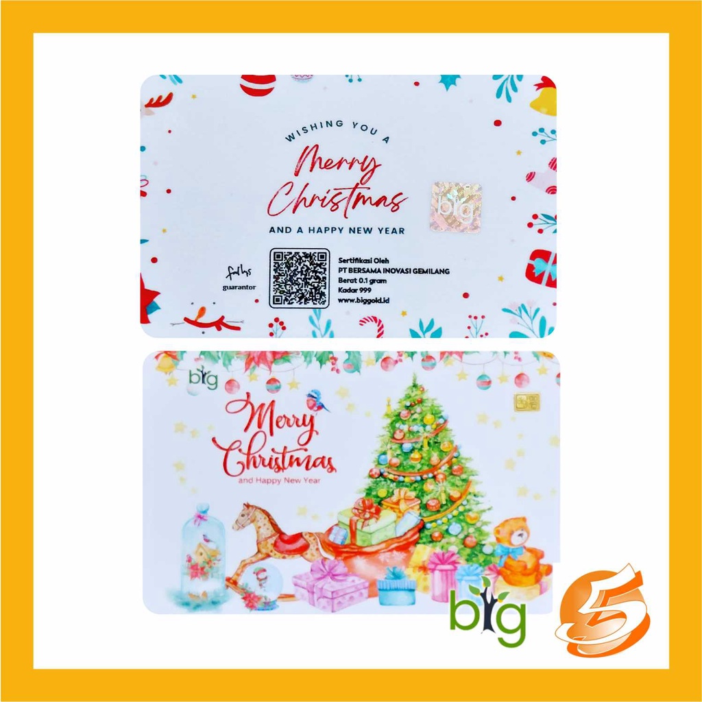 Emas Logam Mulia PT. BIG  0.1 Gram Edisi Natal Christmas Tahun Baru NewYear Gift Series Seri Hadiah 