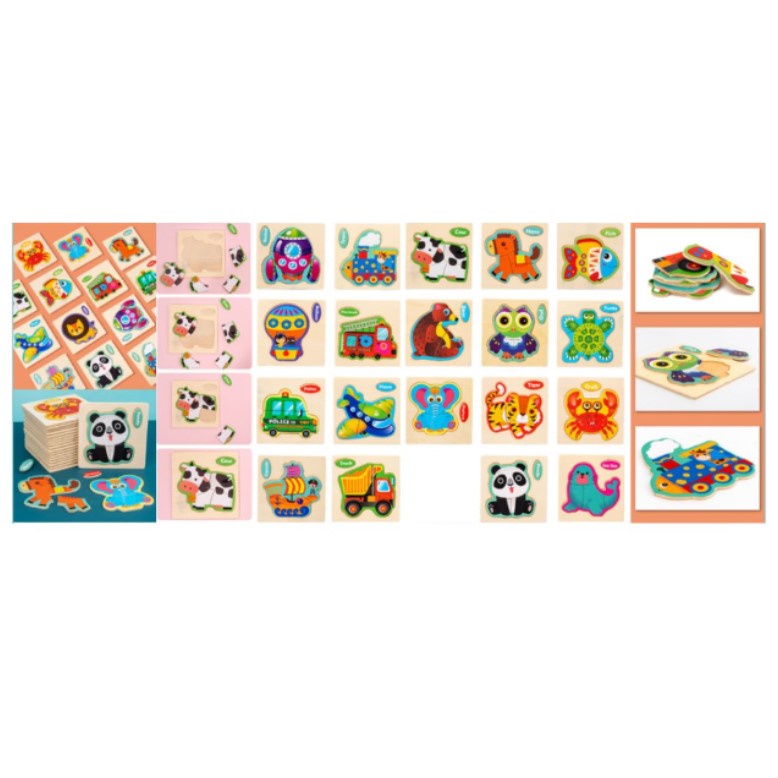 Mainan Edukasi Anak WOODEN COGNITIVE PUZZLE Kayu Puzzle Jigsaw Puzzle