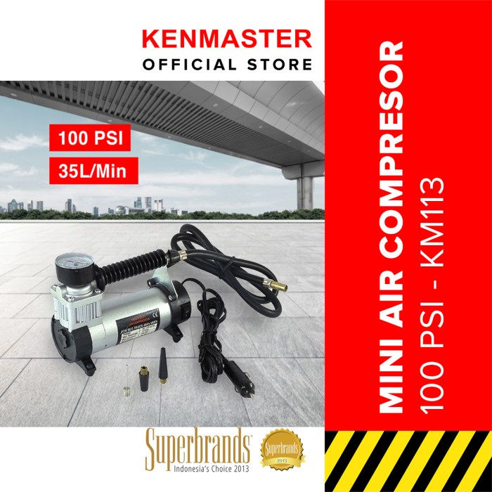 Kenmaster KM113 Mini Air Compressor 12V DC - Pompa Ban Portabel