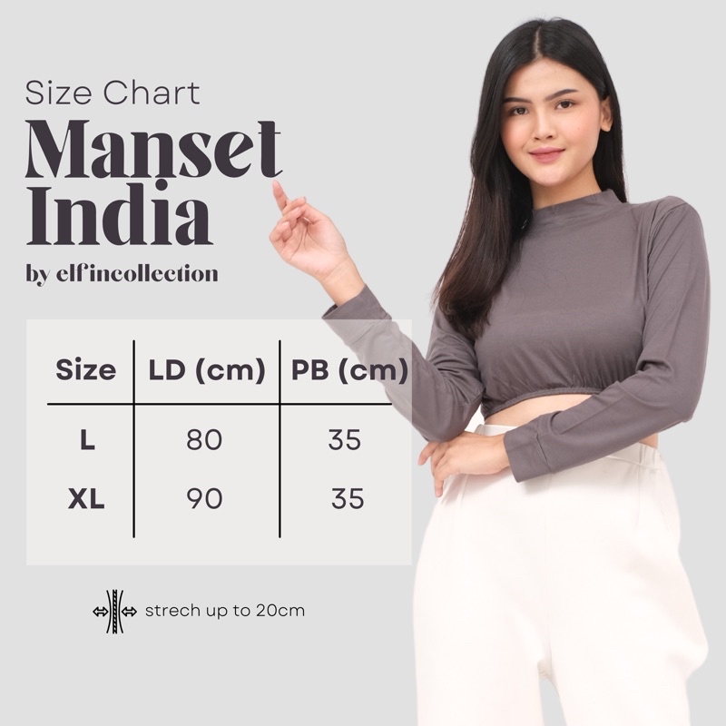 MANSET INDIA CROP KAOS RAYON PREMIUM LENGAN PANJANG TURTLENECK | MANSET SETENGAH BADAN