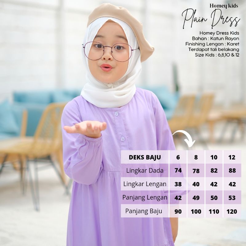 Terlaris-Gamis Anak/Homey Dress Anak-Homey Dress Polos-Bahan Katun Rayon Premium-Busana Muslim Anak murah