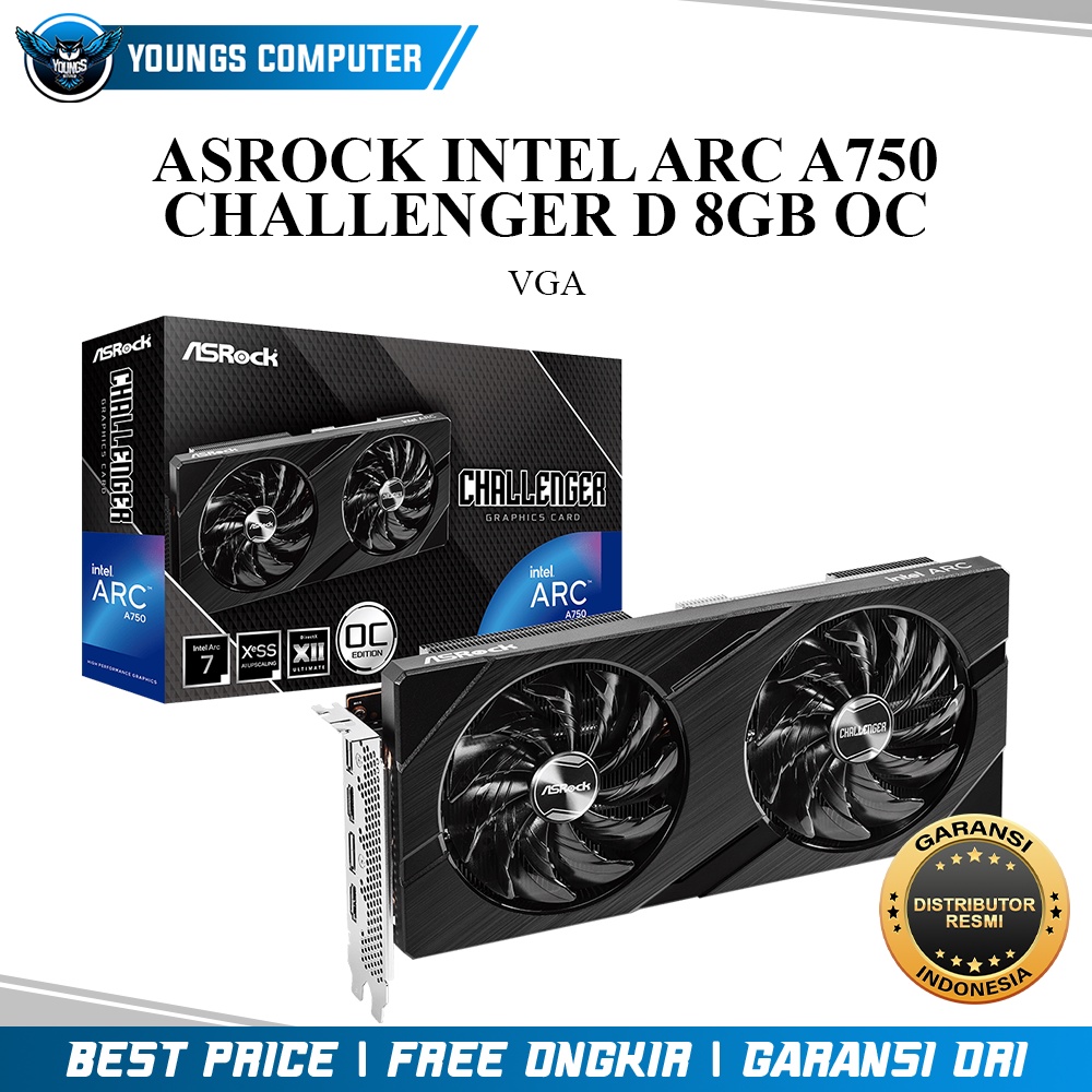 VGA ASROCK INTEL ARC A750 CHALLENGER D 8GB OC | A 750 8GB GDDR6