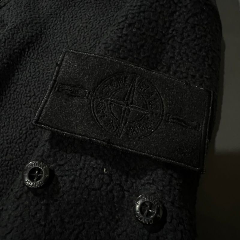 TRACKTOP STONE ISLAND SHERPA BLACK SHADOW FULL TAG LABEL