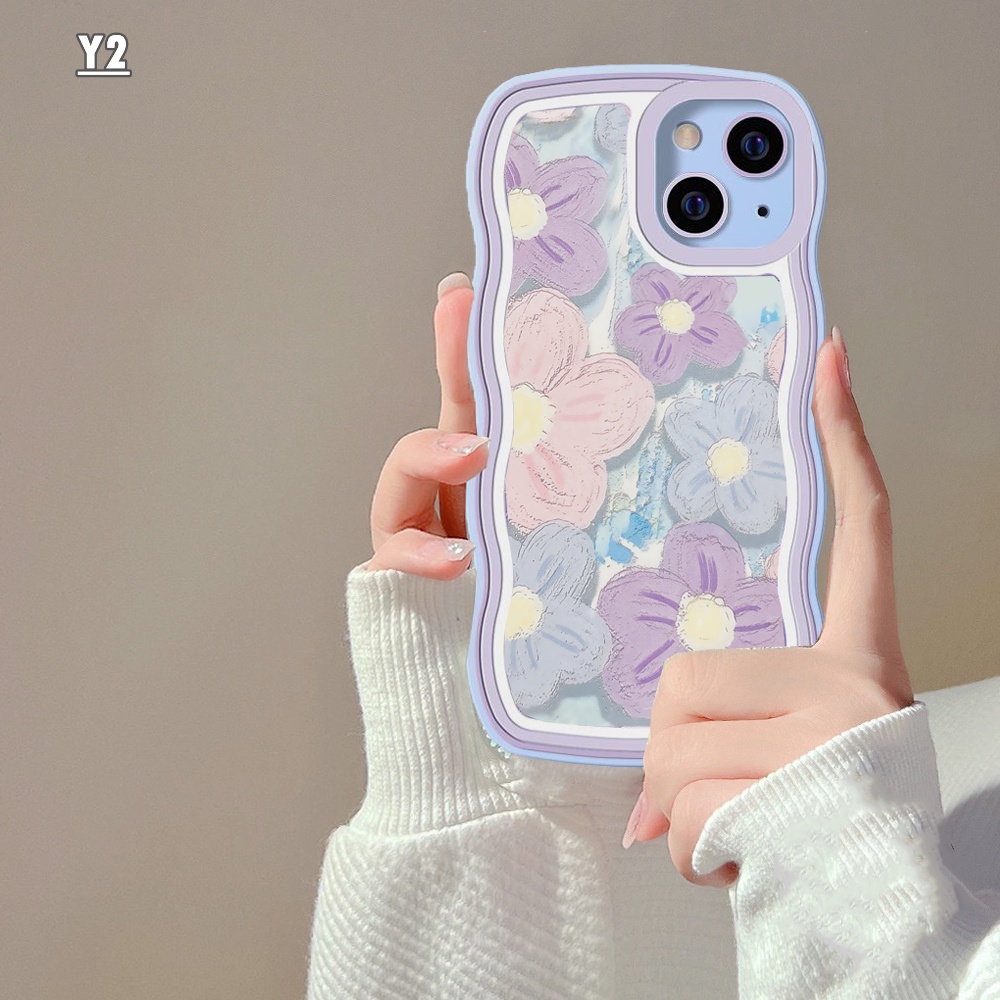 Soft Case TPU Motif Bunga Ungu Untuk OPPO A57 2022 A17 A17K A77S A16K A16 A16E A55 A95 A96 A76 A12 A5s A15 A54 A7 A53 A3s A31 A52 A92 F9 F11 Reno 5F