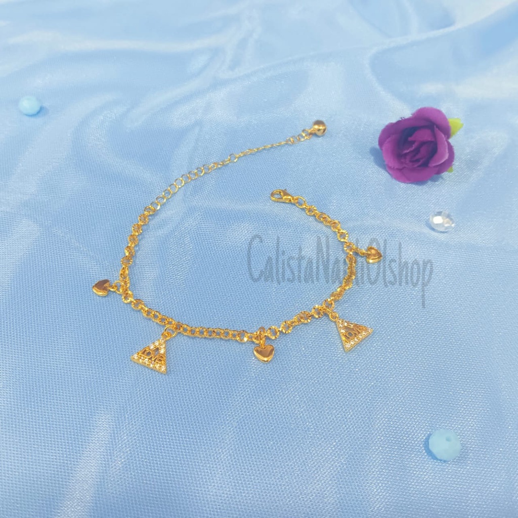 GELANG RANTAI JURAI ANAK FULL MATA  PERHIASAN EMAS KOREA ANTI KARAT DAN ANTI LUNTUR