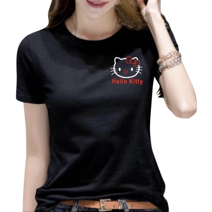 kaos distro wanita/kaos atasan wanita lengan pendek logo (bordir)