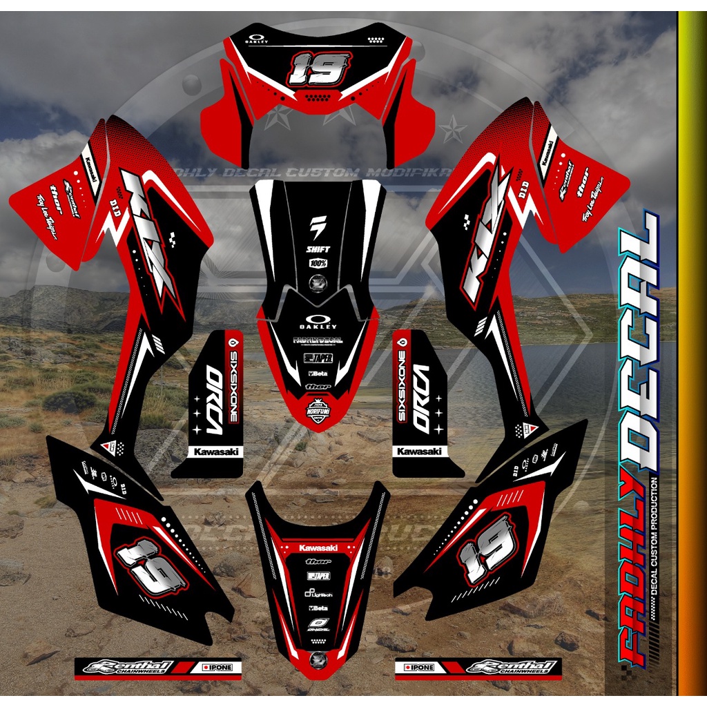 (MURAH BERKUALITAS) Decal Khusus body standart KLX BF / G / Extreme HITAM MERAH PUTIH KEREN STICKER 