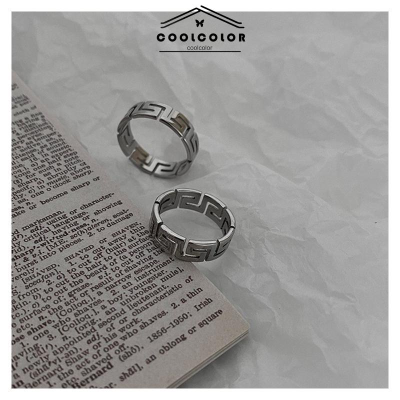 COD❤️ Cincin Titanium Pria Pola Desain Zuma Perak Estetik Punk Gaya Retro Rock Fashion Anti Karat Untuk Unisex Murah- cl