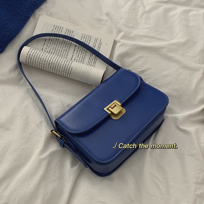 Suhao Klein Biru Tas Ketiak Wanita 2021 Baru Fashion Trendi Tas Persegi Kecil Niche Tas Messenger Bahu Portabel Cocok untuk Semua