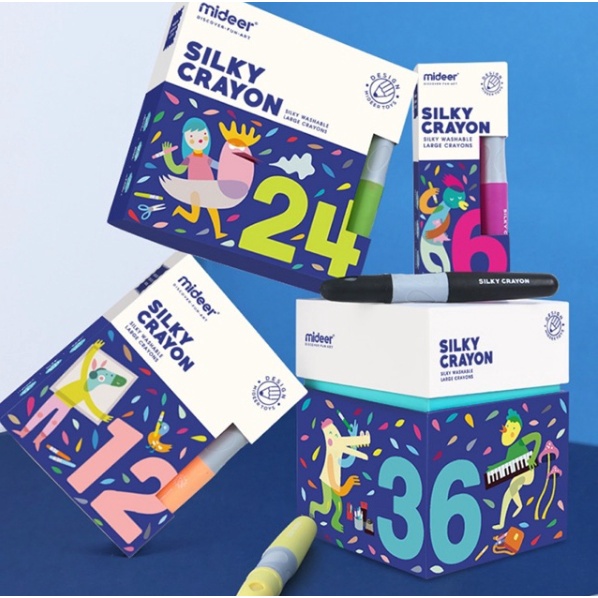 Zoetoys Mideer - Washable Silky Crayon 6 ct. 12 24 warna colors | Krayon Aman Body Face Painting | Cari Kado | Cari Kado Natal