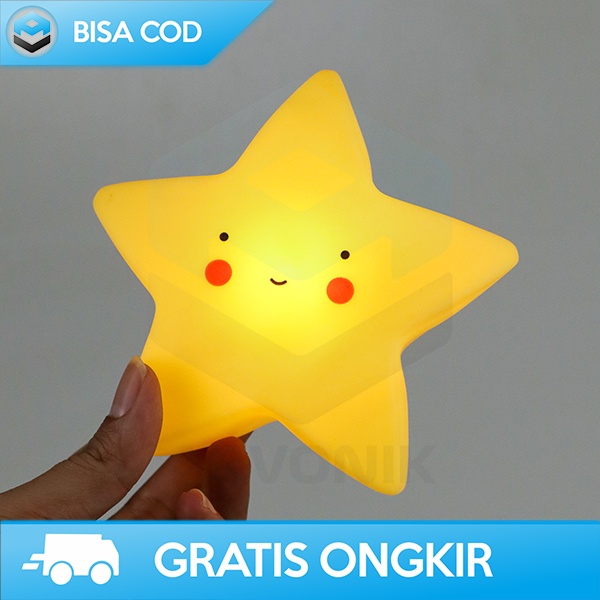 LAMPU TIDUR ANAK NIGHT LAMP CUTE BENTUK BINTANG WARM WHITE PVC 3xLR44