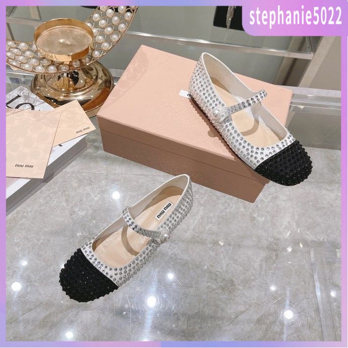 original- MiuMiu musim gugur dan musim dingin gaya baru sepatu Mary Jane dengan alas datar dengan rh
