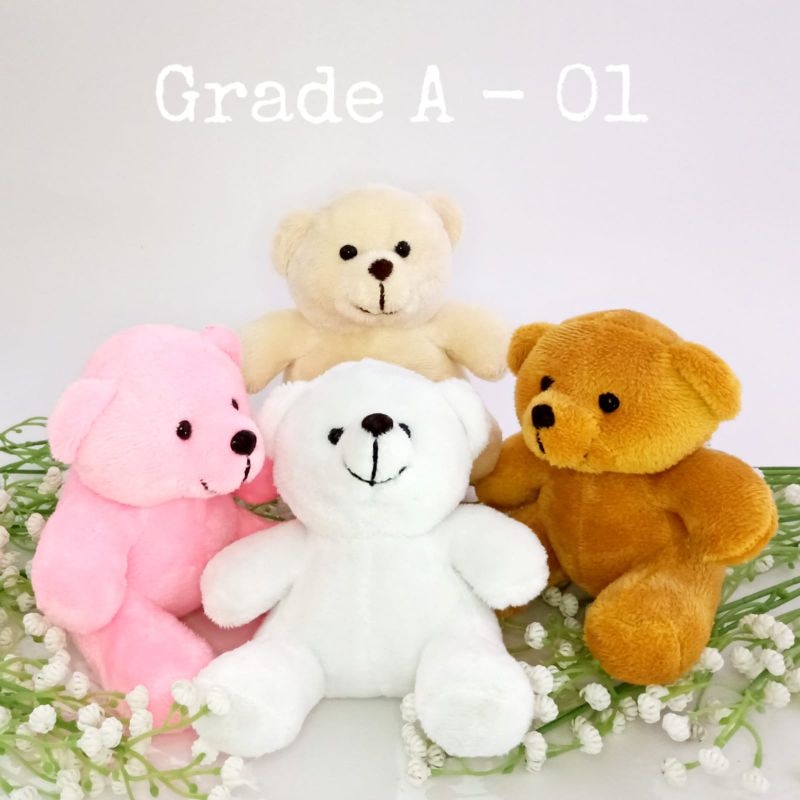 BONEKA TEDDY BEAR 12CM POLOS / PIALA BONEKA / BONEKA KECIL / SOUVENIR