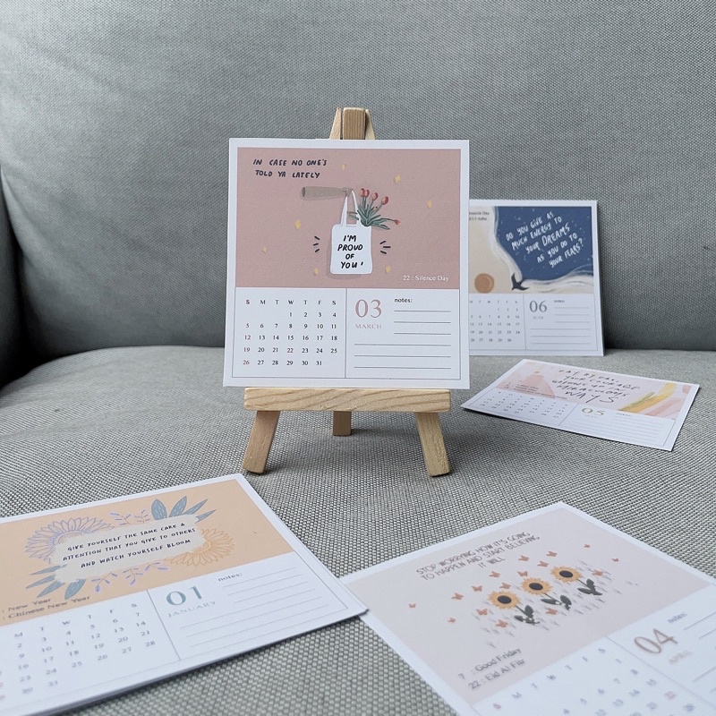 

Kalender aesthetic 2024 calendar woodstand motivation words positive quotes table calendar | kalender meja mini wood stand tatakan kayu