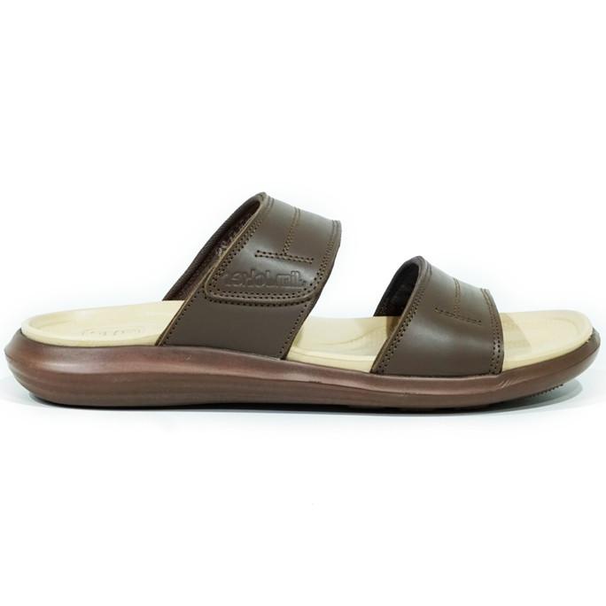 Jim Joker - Sandal Slide Kulit Pria Bold 2S Cokelat - Cokelat,39