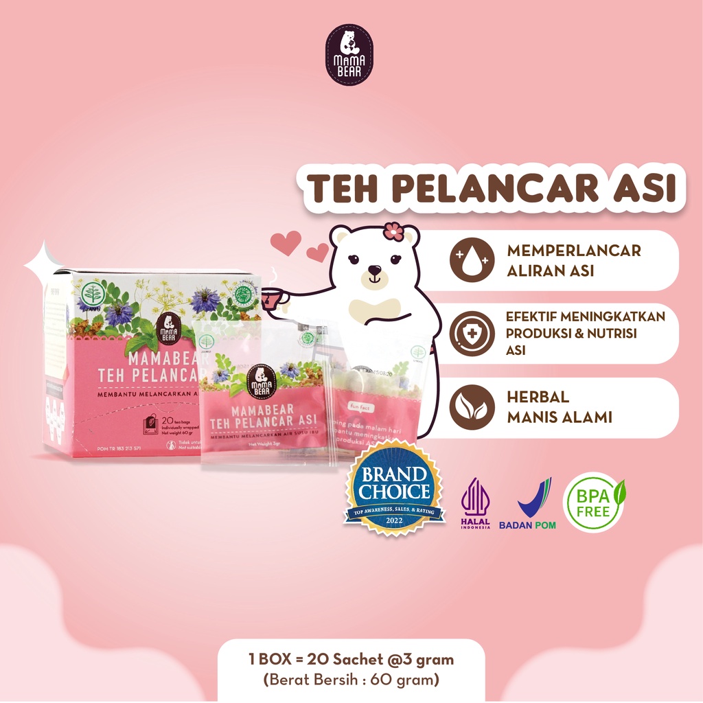 MAMABEAR Teh Pelancar ASI Minuman Pelancar Asi Mama Bear / Lancar Asi / Teh Asi Booster