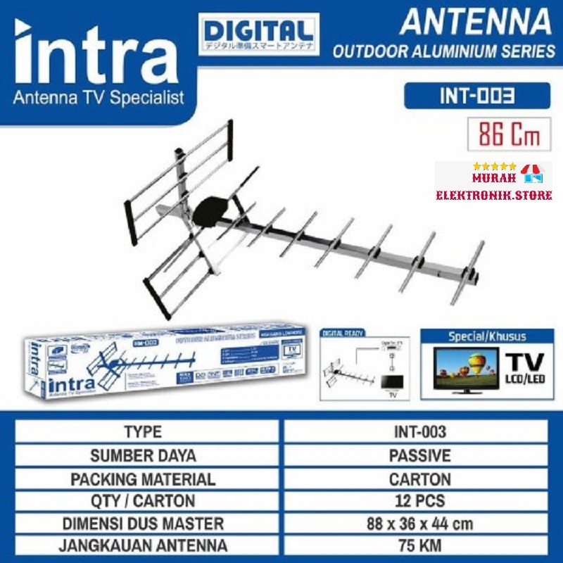 Antena Digital Outdoor TV LCD LED Intra 003 Free Kabel Antena dan Jek HM-003 Kabel Panjang 13m