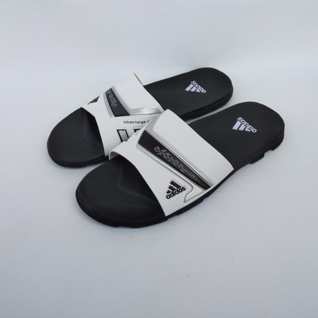 SANDAL PRIA SELOP NITROCHARGE/sandal pria/sandal santai/sandal selop - PUTIH HITAM, 39