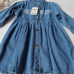 Dress Anak Perempuan / Dres Anak Perempuan / Dress Jeans Anak Tangan Panjang By Laurakids 1-4 Tahun