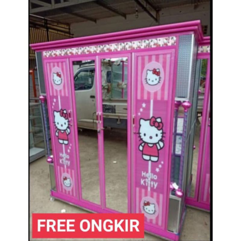 LEMARI BAJU KACA ALUMINIUM 3 PINTU 4 PINTU, PALEMBANG ONLY
