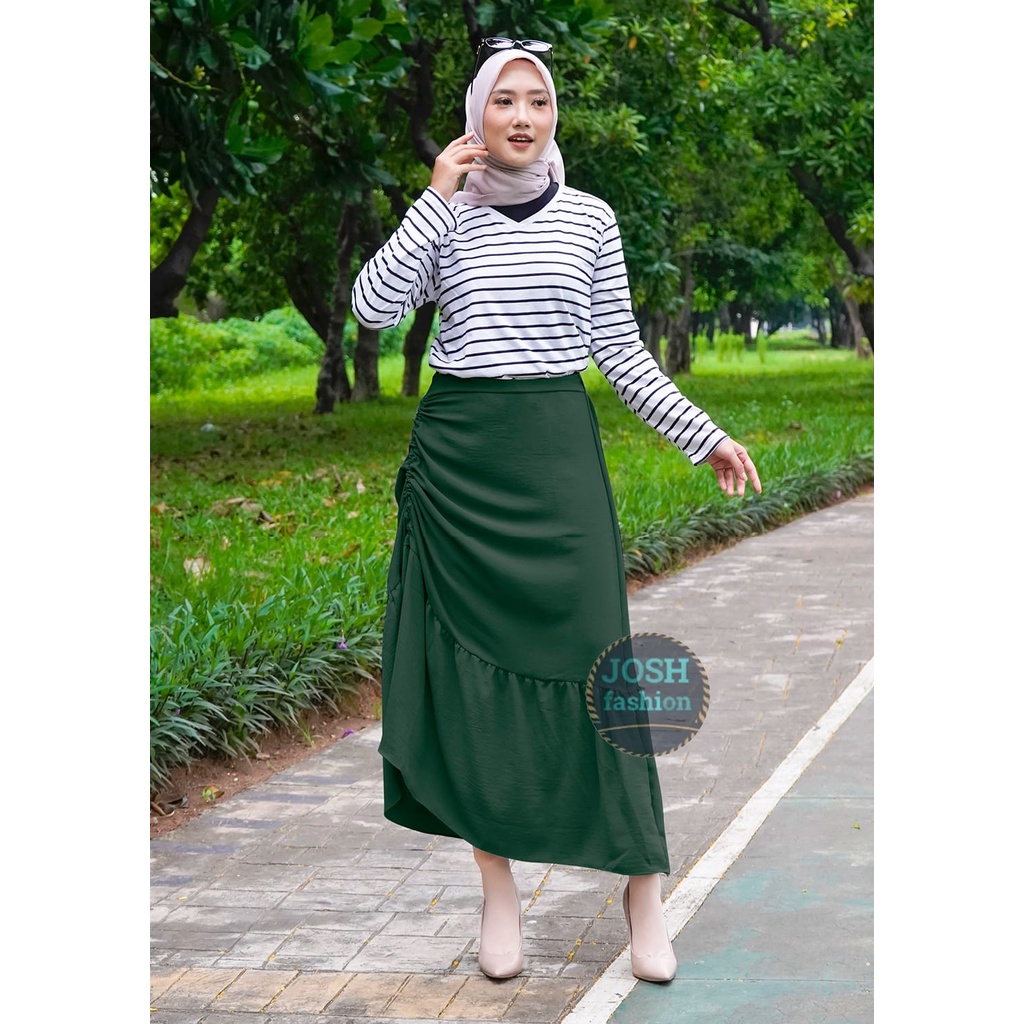 KOREA-SKIRT L-XL-XXL//ROK SERUT CASUAL FLOWY/ROK WANITA KOREAN LOOK-MIDI